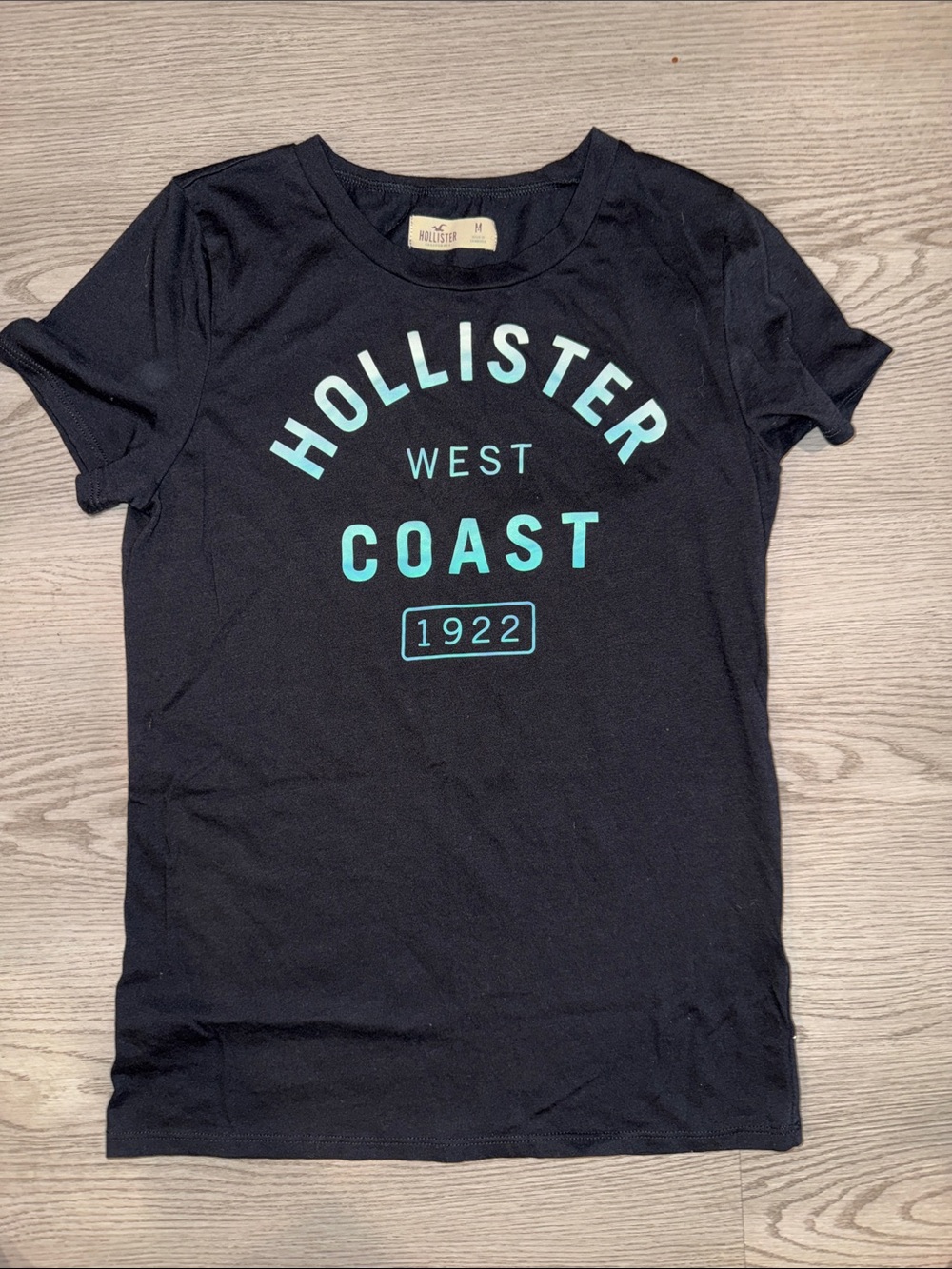 Hollister Black Tee with Mint Green West Coast Logo